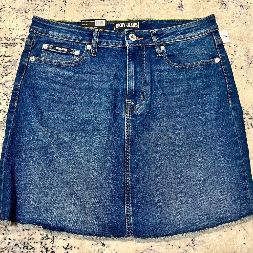NEW Womens DKNY Mid Rise Dark denim Skirt - US 10/17in